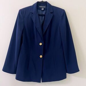 Norton McNaughton Women’s Navy Blue Single Breasted Blazer Gold Button Size US10